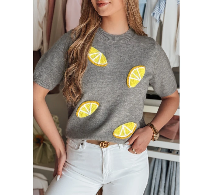 Dámský oversize svetr s citrony Lemon grey FashionStreet MY2478