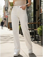 Jeansy damskie wide leg z wysokim stanem białe model 22101983 - FashionStreet