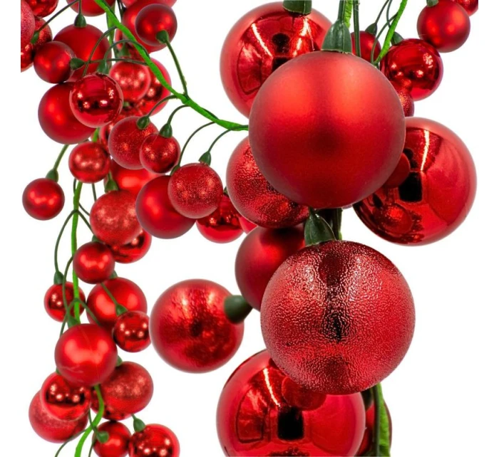 VĚNEC Z VĚTVIČEK 180CM S OZDOBAMI 80 KS.SLÍDA ČERVENÁ VĚNEC Z VĚTVIČEK 180CM S OZDOBAMI 80 KS.SLÍDA ČERVENÁ