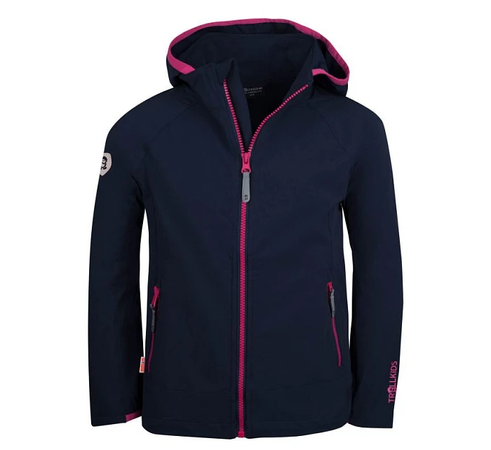 Trollkids Dívčí elastická bunda Kvalvika navy/magenta (329-114)
