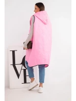 Dámská prošívaná vesta Plus Size s kapucí na zapínání cukrově růžová