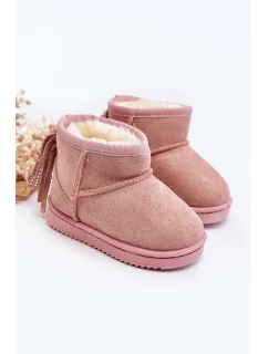 Dětské zateplené sněhule s mašlemi na špičce Růžové Mikyla