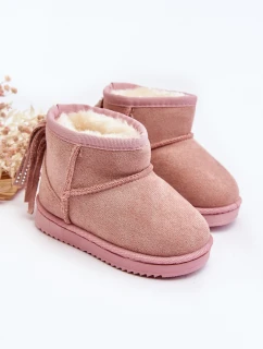 Dětské zateplené sněhule s mašlemi na špičce Růžové Mikyla