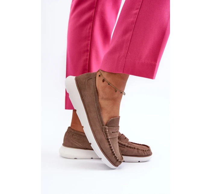 Sametové mokasíny na platformě hnědé Sergio Leone SP012