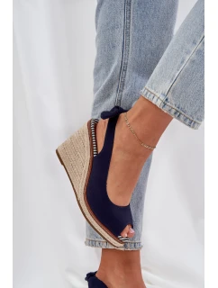 Sandály Na Klínu S Pletením Tmavě Modré model 21684417 - Boto