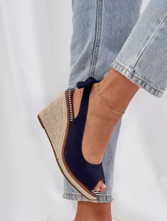 Sandály Na Klínu S Pletením Tmavě Modré model 21684417 - Boto