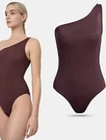 Dámské jednodílné plavky SS23USWSF027- 81S hnědé - 4F