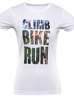 Dámské rychleschnoucí triko QUATRA Bílá s potiskem - ALPINE PRO