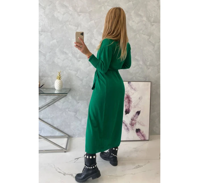 Sweter długi kardigan wiązany w talii zielony Sweter długi kardigan wiązany w talii zielony