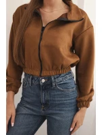 Semišová mikina na zip Velbloud