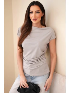 Dámská žebrovaná halenka z viskózy s vodopádovým výstřihem a řasením fango