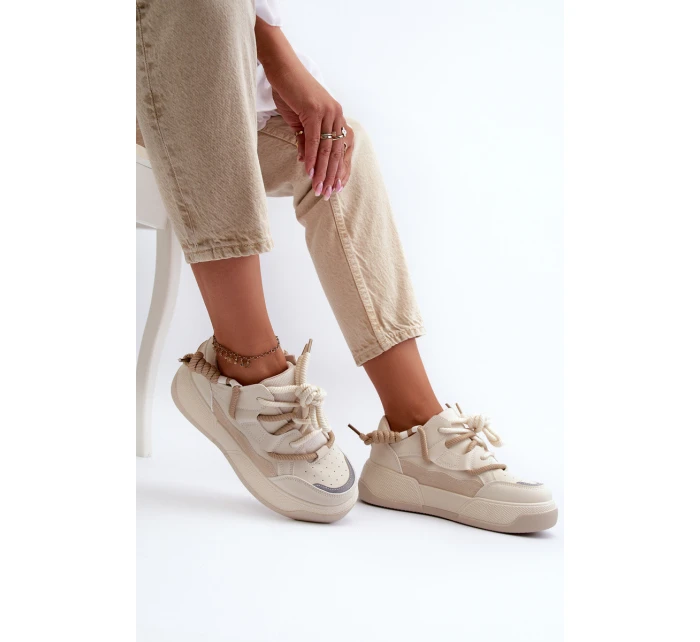 Dámské sportovní boty tenisky béžové model 21659075 - Boto Dámské sportovní boty tenisky béžové model 21659075 - Boto