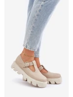 Kožené Polobotky S Přezkou Zazoo 20183 Béžové