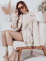 Dámská kožená bunda s ovčí kůží NORFDIMA bílá FashionStreet TY4735