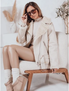 Dámská kožená bunda s ovčí kůží NORFDIMA bílá FashionStreet TY4735