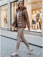 Dámská prošívaná zimní bunda s kapucí MIRIAL hnědá FashionStreet TY4573z