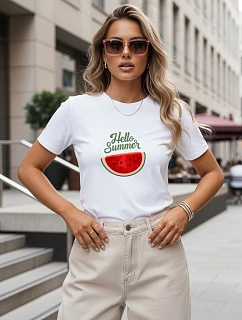 Tshirt damski bawełniany z nadrukiem biały model 22277136 - FashionStreet