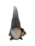 DEKORATIVNÍ PLYŠOVÝ TRPASLÍK LED 38CM ŠEDÝ