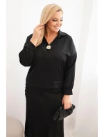 Dámská souprava Plus Size se a krajkou černý model 21486206 - K-Fashion Dámská souprava Plus Size se a krajkou černý model 21486206 - K-Fashion