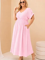 Dámské šaty Plus Size s nabíraným pasem khaki