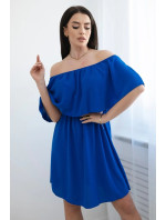 Španělské šaty do pasu chrpově modré