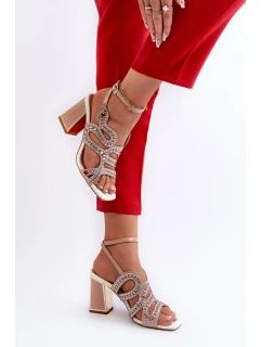 Zdobené dámské sandály na vysokém podpatku D&A Pink