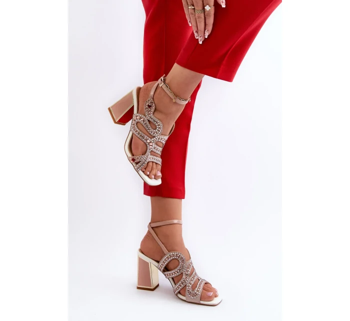 Zdobené dámské sandály na vysokém podpatku D&A Pink Zdobené dámské sandály na vysokém podpatku D&A Pink