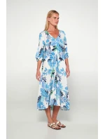 Dámské šaty Ecru s zelenou potisk model 20324201 - Vamp Dámské šaty Ecru s zelenou potisk model 20324201 - Vamp