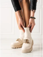 Klasické kotníčkové boty hnědé dámské na plochém podpatku Klasické kotníčkové boty hnědé dámské na plochém podpatku