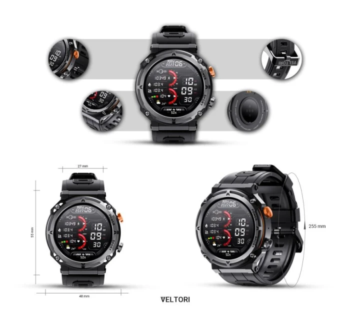 VELTORI VT130-1 Smartwatch Černý silikonový řemínek