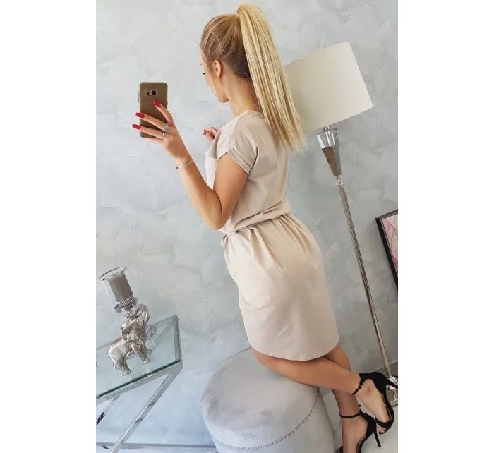 Šaty s obálkou dole béžové