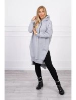 Zateplená mikina s bočními rozparky šedá