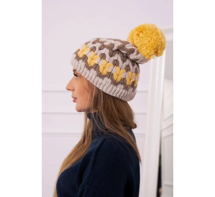 Dámská čepice Laila K283 light beige+cappuccino Dámská čepice Laila K283 light beige+cappuccino