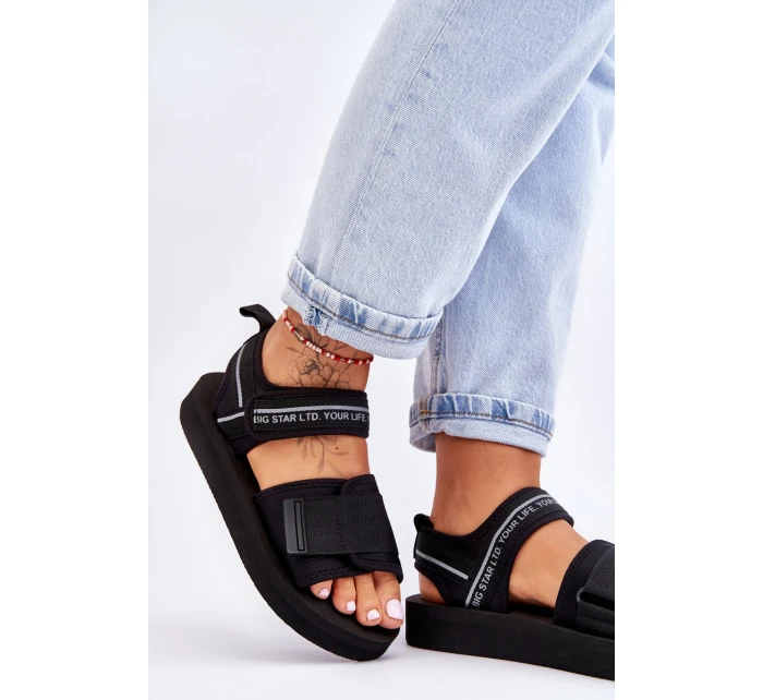 Dámské sandály na suchý zip Big Star model 21610848 Černe - Big Star Shoes Dámské sandály na suchý zip Big Star model 21610848 Černe - Big Star Shoes