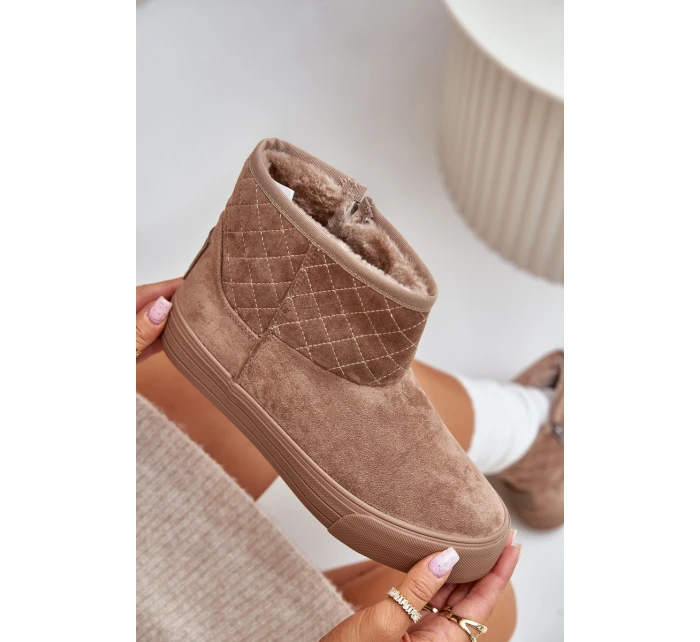 Sněhové boty na zip zateplené kožešinou Big Star model 21675203 Béžové - Big Star Shoes Sněhové boty na zip zateplené kožešinou Big Star model 21675203 Béžové - Big Star Shoes