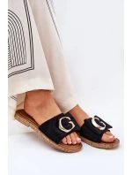 Plné Dámské Sandály S Ozdobným Detalem Černé Nellodra