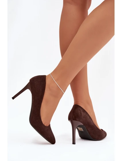 Eko semišové lodičky model 21821730 čokoládové - SERGIO LEONE