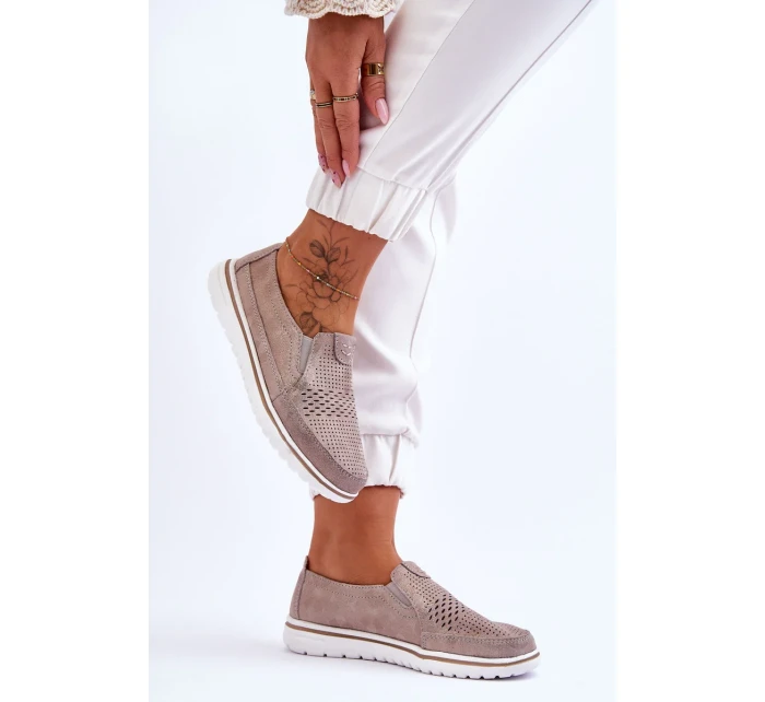 Semišové nazouvací boty Béžovo-zlatá Inez