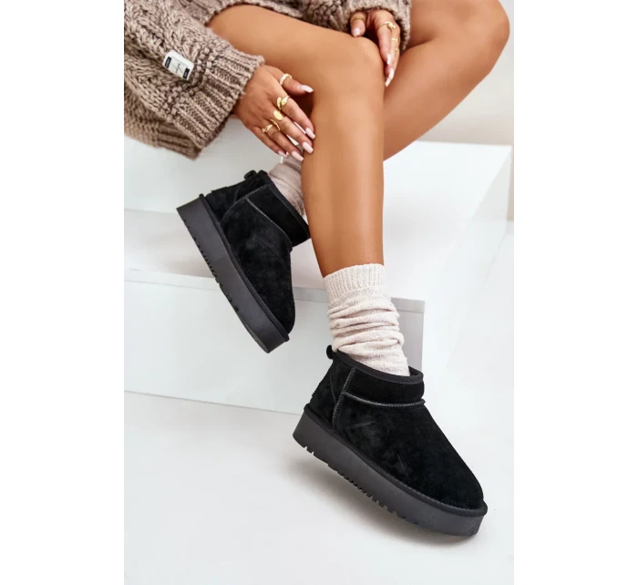 Dámské Semišové Sněhule Na Platformě Černé Nereviana