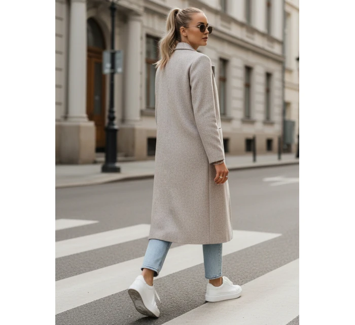 Dámský oversize kabát dlouhý světle hnědý model 21982234 - Dstreet