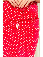 Dámské červené sportovní puntíkované šaty se zavazováním a kapsičkami model 7243926 - numoco
