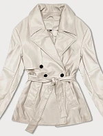 J Style krátký trenčkot z bio kůže, studený, béžový (11Z8102)