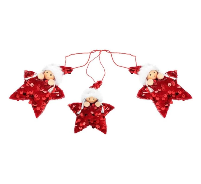 SADA PŘÍVĚSKŮ 3 KS HVĚZDIČKY PRO PANENKY FLITRY ČERVENÁ