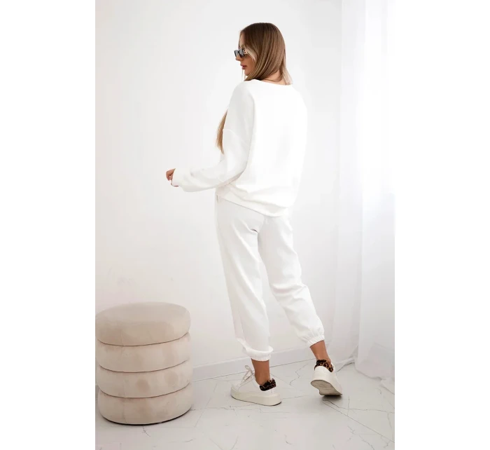 Komplet teplákové + kalhoty máslová látka bílý Komplet teplákové + kalhoty máslová látka bílý