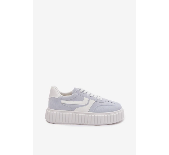 Dámské tenisky na platformě z eko semiše modré Cadrina Dámské tenisky na platformě z eko semiše modré Cadrina