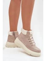 Dámské semišové sněhule Vinceza s kožešinou na platformě – béžové Dámské semišové sněhule Vinceza s kožešinou na platformě – béžové