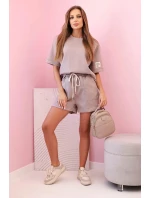 Dámská máslová souprava s šortkami s vysokým pasem béžový melír Dámská máslová souprava s šortkami s vysokým pasem béžový melír