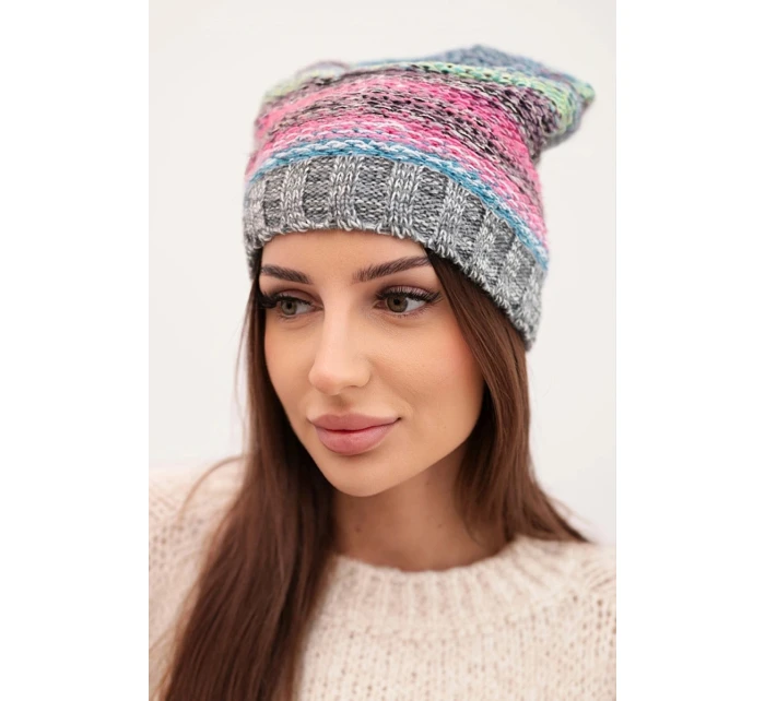 Čepice s fleecem Krystyna K207 fialový+růžový