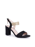 Dámské Sandály Na Podpatku Semišové Černé model 21525964 - S.Barski Dámské Sandály Na Podpatku Semišové Černé model 21525964 - S.Barski