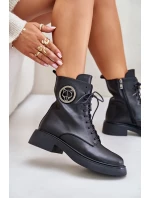 Kožené botky s podšívkou na zip černé model 21675499 - Boto Kožené botky s podšívkou na zip černé model 21675499 - Boto